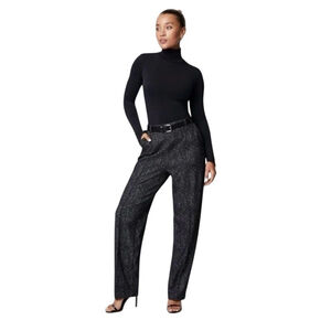 Spanx NEW Womens Ponte Barrel Leg High-Rise Pants Herringbone Black Size Large